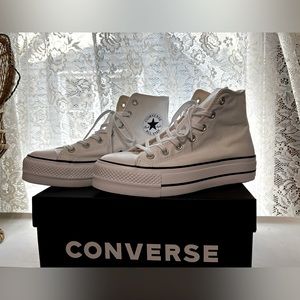 Platform white high top converse